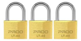 Kit 3 Cadeado 60mm Pado Mesma Chave E Segredo Grande Latão