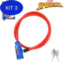 Kit 3 Cadeado Bicicleta Com Chave Em Aço Bike Infantil Spider-Man - Etitoys