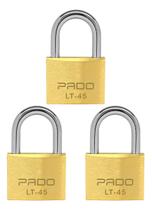 Kit 3 Cadeados 45mm Pado Latão Mesmo Segredo Chaves Iguais