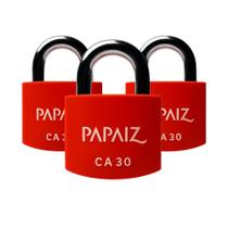 Kit 3 Cadeados Papaiz em Alumínio de 30mm CA30 Vermelho Kit 3 Cadeados Papaiz em Alumínio de 30mm CA30 Vermelho