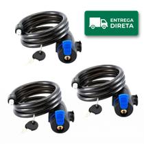 Kit 3 Cadeados Reforçados Cabo de Aço 80cm x 10mm Bike Moto Estepe Malaysia Collection + 6 Chaves