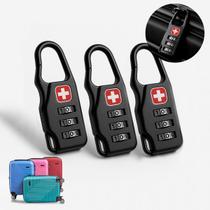Kit 3 Cadeados Senha Segredo Bolsa Mochila Mala De Viagem