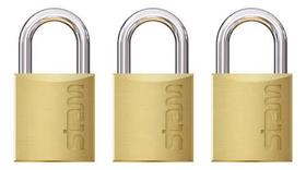 Kit 3 Cadeados Stam Lt-20mm Dourado Seg. Iguais C/ Chave