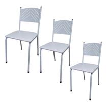 Kit 3 Cadeira Cozinha Jantar Metal Tubular Almofadada
