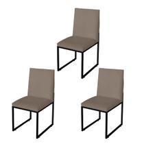 Kit 3 Cadeira de Jantar Escritorio Industrial Garden Ferro Preto Suede Cappuccino - Móveis Mafer