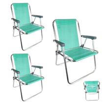 Kit 3 Cadeira de Praia Alta Alumínio Lazy Sannet Verde Mormaii - 023568 Belfix
