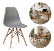 Kit 3 Cadeira Eames - Cinza Polipropileno e Madeira