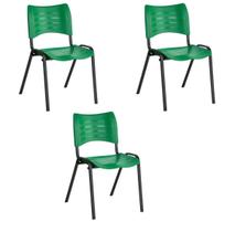 Kit 3 cadeira empilhável iso fixa verde