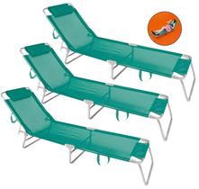 Kit 3 Cadeira Espreguiçadeira 4 Posições Alumínio Para Jardim Praia Piscina - Mor