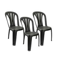 Kit 3 Cadeira Lisboa com Encosto Vazado Preta