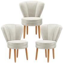 Kit 3 Cadeira para Cozinha Estofada Mesa de Jantar Pés de Madeira