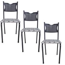 Kit 3 Cadeira para Cozinha MC Tubular Almofadada Estrutura Preta com Assento Captone