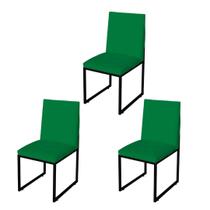 Kit 3 Cadeira Para Sala de Jantar Trendy Base Metálica Preto Suede Verde - Móveis Mafer
