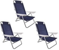 Kit 3 Cadeira Reclinável Summer 6 Posições Alumínio Praia Camping - Mor