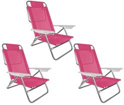 Kit 3 Cadeira Reclinável Summer 6 Posições Alumínio Praia Camping - Mor Kit 3 Cadeira Reclinável Summer 6 Posições Alumínio Praia Camping - Mor
