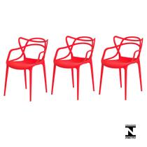 Kit 3 Cadeiras Allegra Vermelha Sala Cozinha Jantar - Waw Design