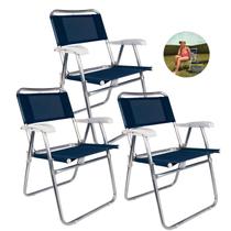 Kit 3 Cadeiras Alumínio Praia Reforçada Até 120Kg Piscina Camping Master - Mor Kit 3 Cadeiras Alumínio Praia Reforçada Até 120Kg Piscina Camping Master - Mor