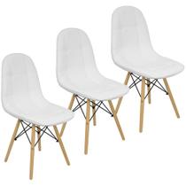 Kit 3 Cadeiras Charles Eames Botonê Eiffel Estofada Preta