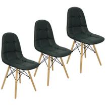 Kit 3 Cadeiras Charles Eames Botonê Eiffel Estofada - Preta