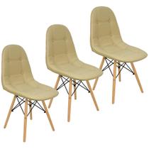 Kit 3 Cadeiras Charles Eames Botonê Eiffel Wood Estofada Couro Kit 3 Cadeiras Charles Eames Botonê Eiffel Wood Estofada Couro