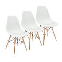 Kit 3 Cadeiras Charles Eames Wood Design Eiffel Branca