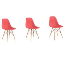 Kit 3 Cadeiras Charles Eames Wood Design Eiffel Coloridas