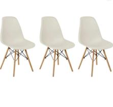 Kit 3 Cadeiras Charles Eames Wood Design Eiffel Diversas Cores