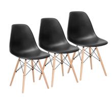 Kit 3 Cadeiras Charles Eames Wood Design Eiffel Preto