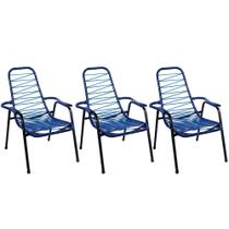 Kit 3 Cadeiras de Área e Varanda Fio Azul Infantil Fortmix