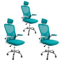 Kit 3 Cadeiras de Escritório Diretor Oficial Vegas com Apoio - Oficial Webshop