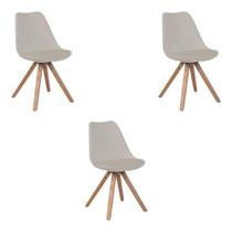 Kit 3 Cadeiras de Jantar Design Saarinen Wood Base Madeira Lívia R02 Nude - Mpozenato