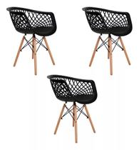 Kit 3 Cadeiras De Jantar Eames Web Pé Palito