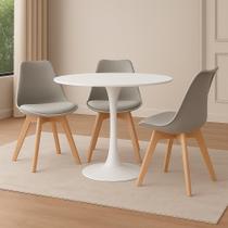 Kit 3 Cadeiras De Jantar Empório Tiffany Saarinen Base Wood Kit 3 Cadeiras De Jantar Empório Tiffany Saarinen Base Wood