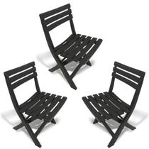 Kit 3 Cadeiras de Plástico Dobrável Bistrô Preta Com Encosto Kit 3 Cadeiras de Plástico Dobrável Bistrô Preta Com Encosto