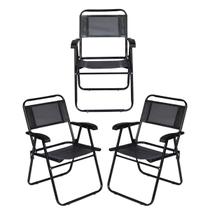 Kit 3 Cadeiras de Praia Confortável Master Color Preta 120kg Dobrável Lavável Leve Portátil Kit 3 Cadeiras de Praia Confortável Master Color Preta 120kg Dobrável Lavável Leve Portátil