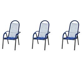 KIT 3 Cadeiras De Varanda Cadeira De Área Cadeira De Fio Colorido - Azul - Tito