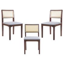 Kit 3 Cadeiras Decorativa Sala de Jantar Nivea Amêndoa G55 - Gran Belo