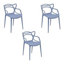 Kit 3 Cadeiras Decorativas Sala e Cozinha Feliti (PP) Azul Caribe G56 - Gran Belo