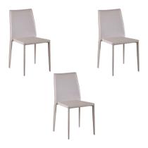 Kit 3 Cadeiras Decorativas Sala e Cozinha Karma PVC Nude G56 - Gran Belo