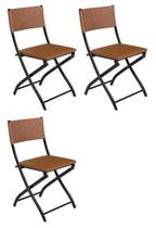 Kit 3 Cadeiras Dobravel Caramelo- Bar, Restaurante Aço Junco Kit 3 Cadeiras Dobravel Caramelo- Bar, Restaurante Aço Junco