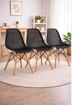 Kit 3 Cadeiras Eames Eloisa Colmeia Polipropileno Design Moderno Suporta 110kg