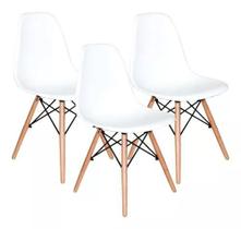 Kit 3 Cadeiras Eiffel Eames Woods Sala Cozinha Varanda