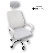 Kit 3 Cadeiras Escritório Diretor Mesh Encosto Branco + E-book Kit 3 Cadeiras Escritório Diretor Mesh Encosto Branco + E-book