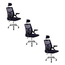 Kit 3 Cadeiras Escritório Executiva Diretor Relax Ergonômica Com Apoio De Cabeça Kit 3 Cadeiras Escritório Executiva Diretor Relax Ergonômica Com Apoio De Cabeça