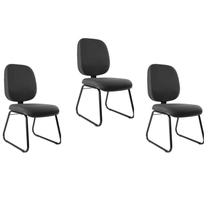 Kit 3 Cadeiras Escritório Interlocutor Fixa Estofada Anatômica Base Sky Kit 3 Cadeiras Escritório Interlocutor Fixa Estofada Anatômica Base Sky