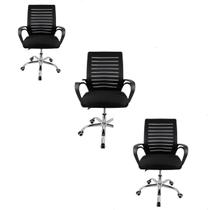 kit 3 Cadeiras Escritório Tela Mesh Zebrada base cromada - Senhor da Net kit 3 Cadeiras Escritório Tela Mesh Zebrada base cromada - Senhor da Net