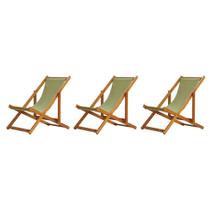 Kit 3 Cadeiras Espreguiçadeira Preguiçosa Dobrável Sem Braço Mel
