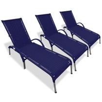 Kit 3 Cadeiras/Espreguiçadeiras em Alumínio Julia para Piscina