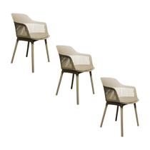 Kit 3 Cadeiras Estofadas de Jantar Marcela Bege