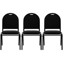 Kit 3 Cadeiras Hoteleiras Auditório Empilhável Linho Z33 Preto - Mpozenato Kit 3 Cadeiras Hoteleiras Auditório Empilhável Linho Z33 Preto - Mpozenato